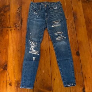 American Eagle High Rise Distressed Skinny Jeans
